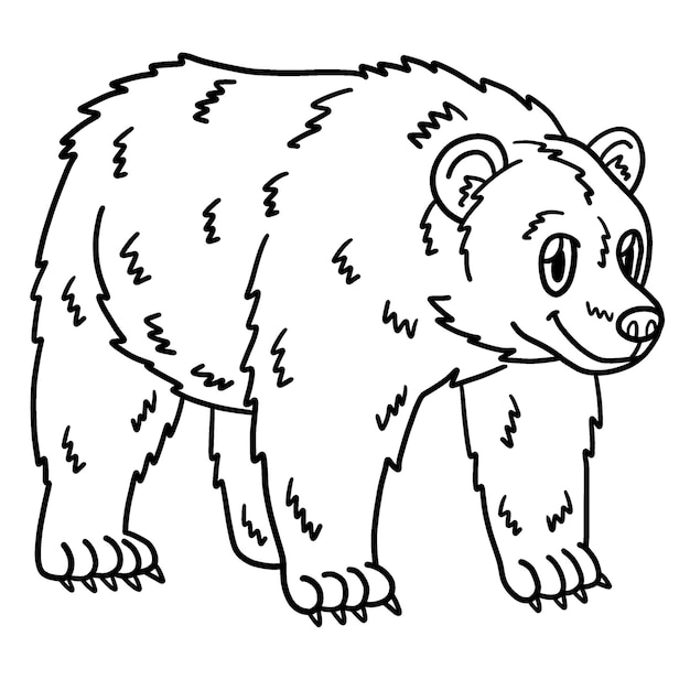 Bear Animal Isolated Coloring Page for Kids