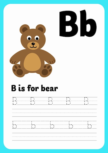 Bear animal tracing letter b