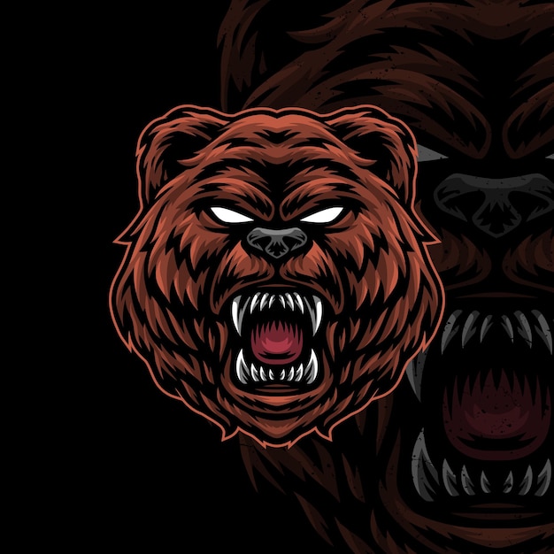 Vettore logo del design dell'illustrazione dell'illustrazione dell'orso
