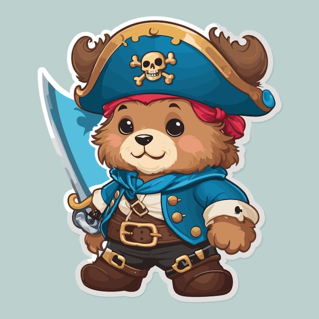 Vector bear as pirate cartoon vector