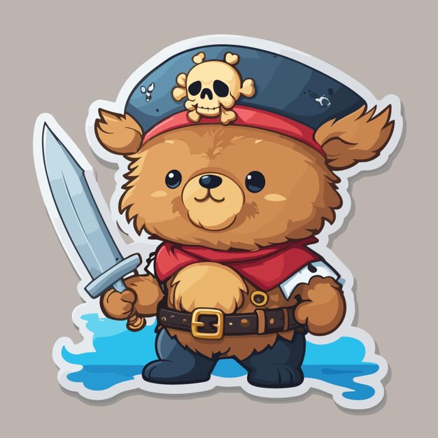 Vector bear as pirate cartoon vector