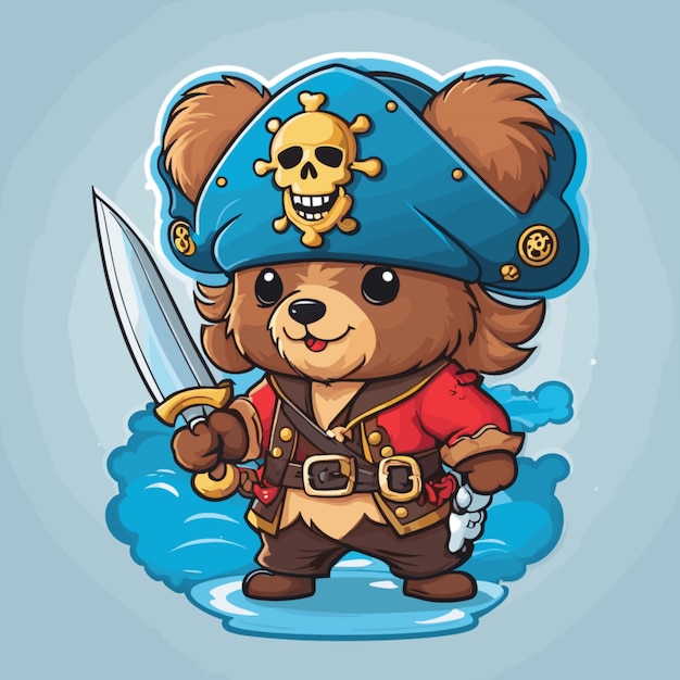 Vector bear as pirate cartoon vector