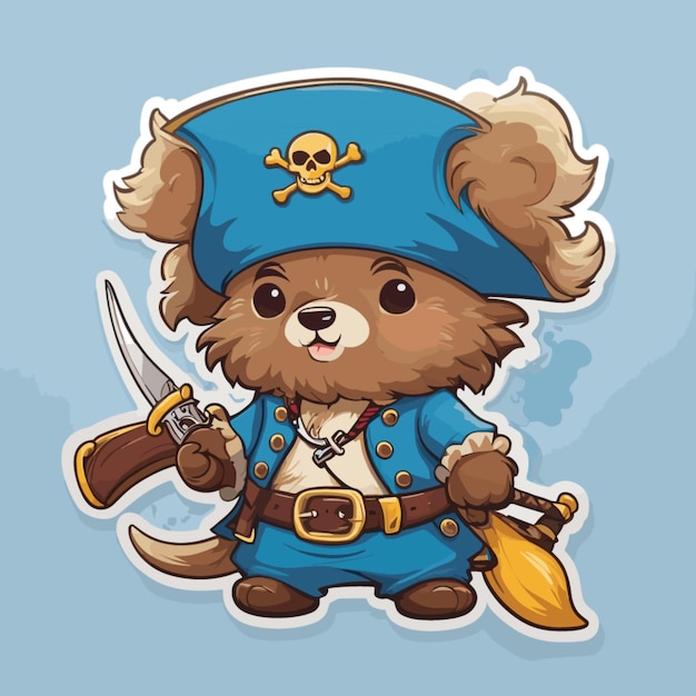 Vector bear as pirate cartoon vector