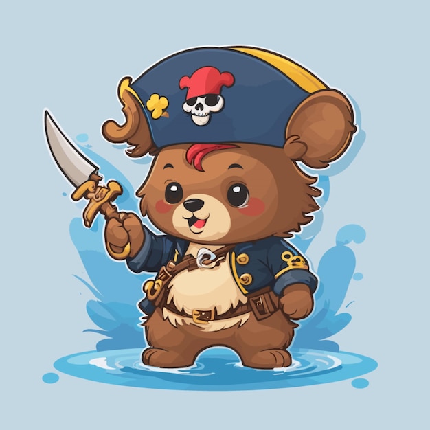 Vector bear as pirate cartoon vector