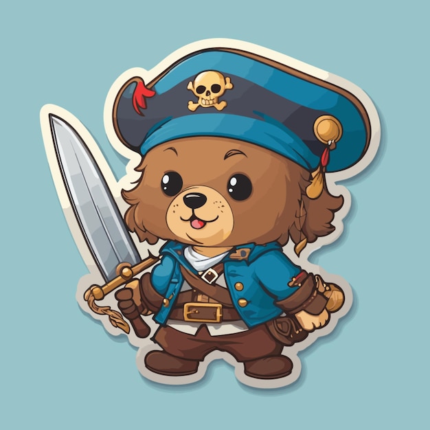 Vector bear as pirate cartoon vector