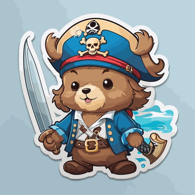 Vector bear as pirate cartoon vector