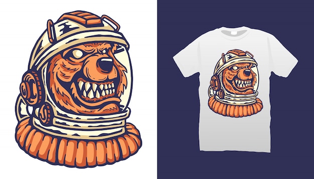 Orso astronauta tshirt design