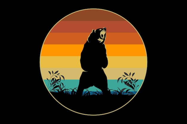 Illustrazione di disegno della siluetta di attacco dell'orso