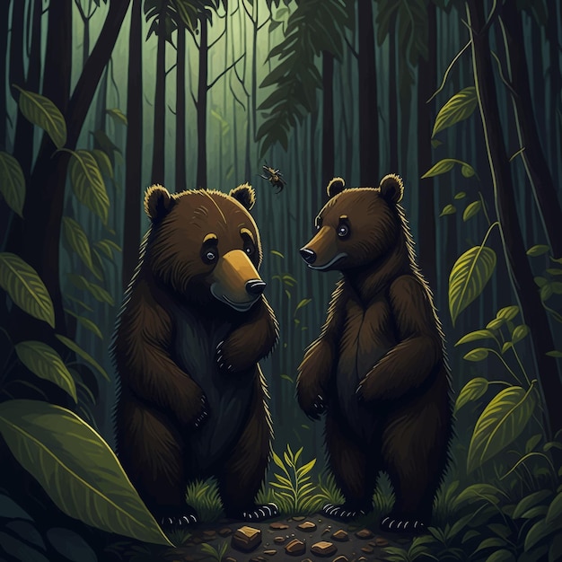 Bear and bee vector illustration