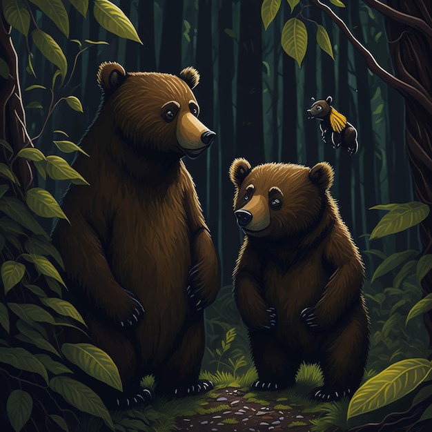 Bear and bee vector illustration