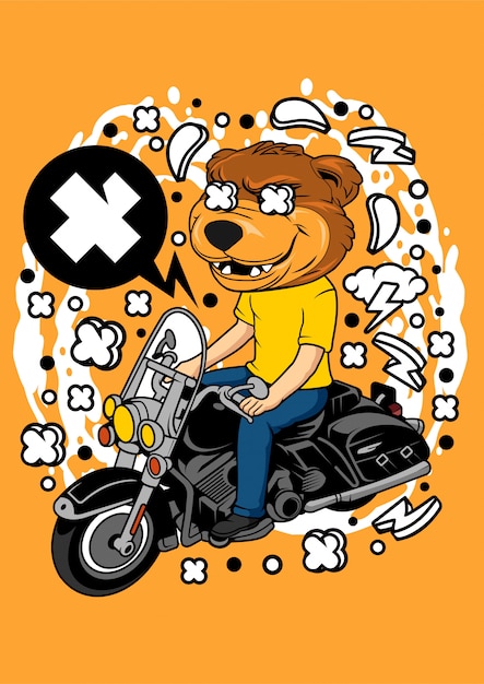 Bear biker illustration