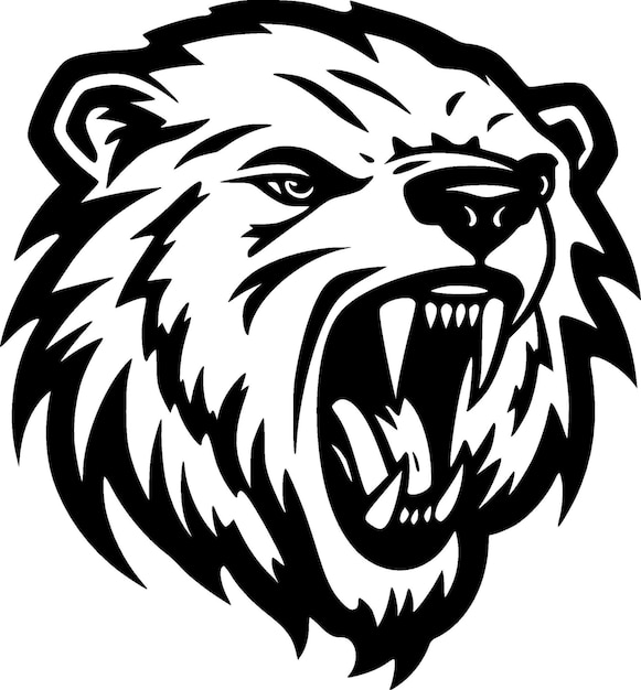Bear Black and White Isolated Icon Vector illustration