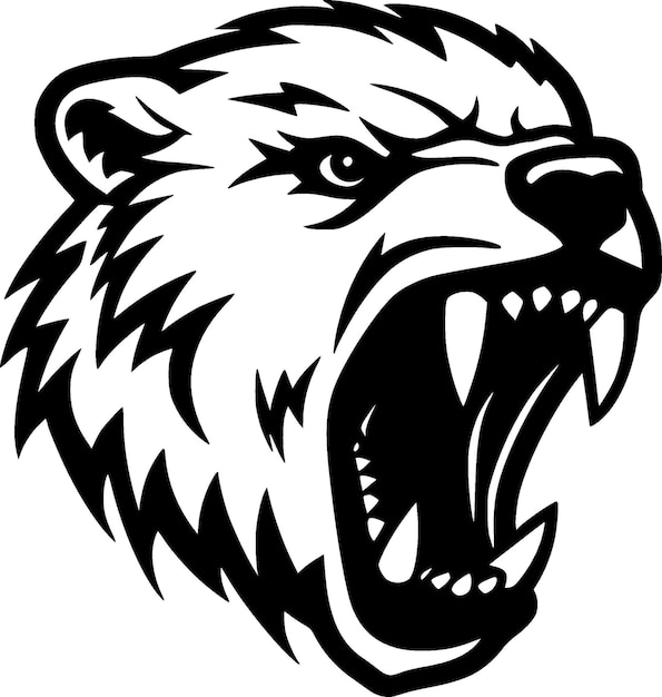 Bear Black and White Vector illustration