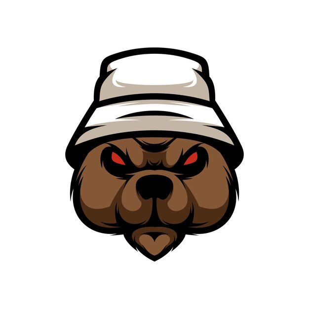 Bear Buckethat Mascot Design Vector