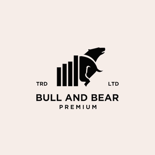 Bear bull with chart bar finance logo design