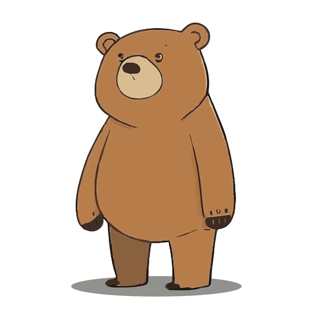 Vector bear cartoon character, simple flat design