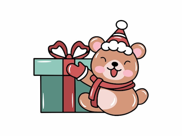 Vector bear cartoon for christmas day