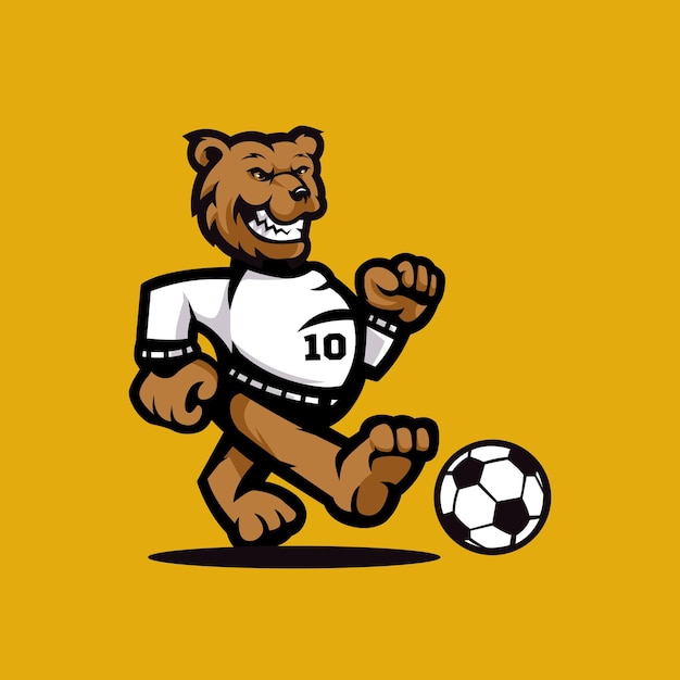 Orso mascotte dei cartoni animati per la squadra di calcio