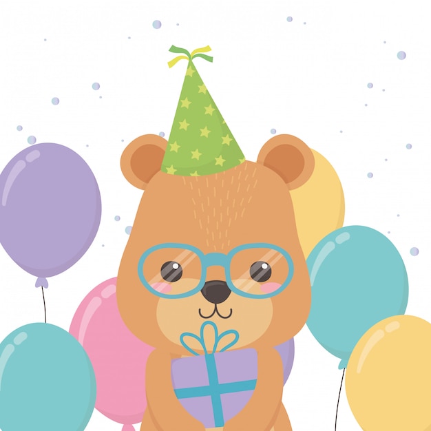 Orso dei cartoni animati con buon compleanno