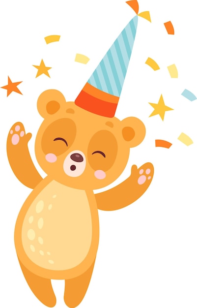 Vector bear celebrating birthday