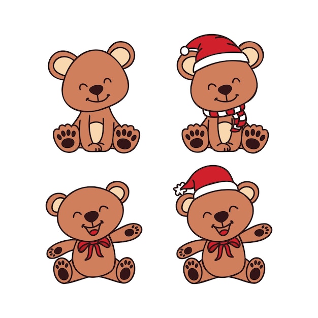 Bear Christmas isolated on white background.