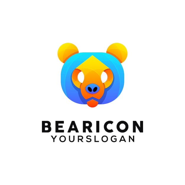 Modello di progettazione del logo colorato dell'orso
