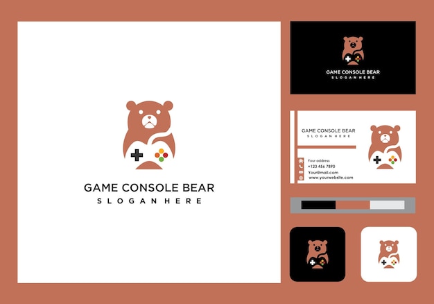 Bear console game logo en visitekaartje icoon