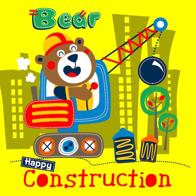 bear construction funny cartoon