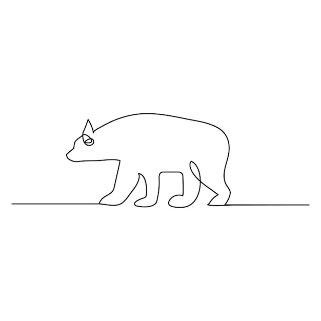 Vector bear continuous one line drawing of outline vector illustration