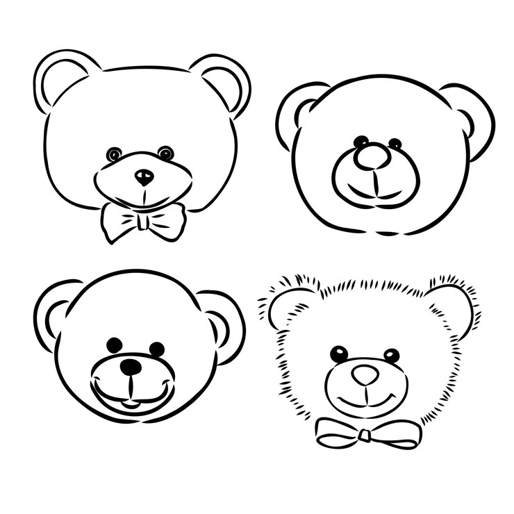 곰 인형 아이콘 개요 평면 디자인 벡터 테 디 베어 아이콘 개요