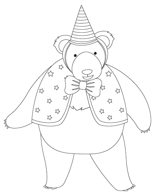 Bear doodle outline for colouring