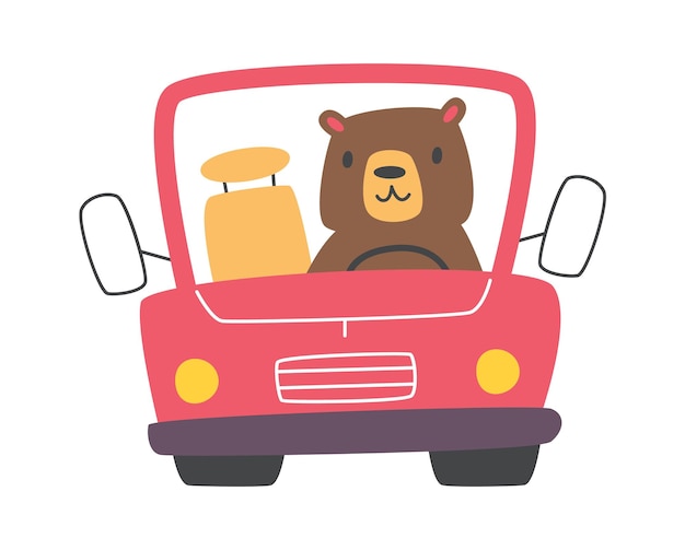 Bear driving on car