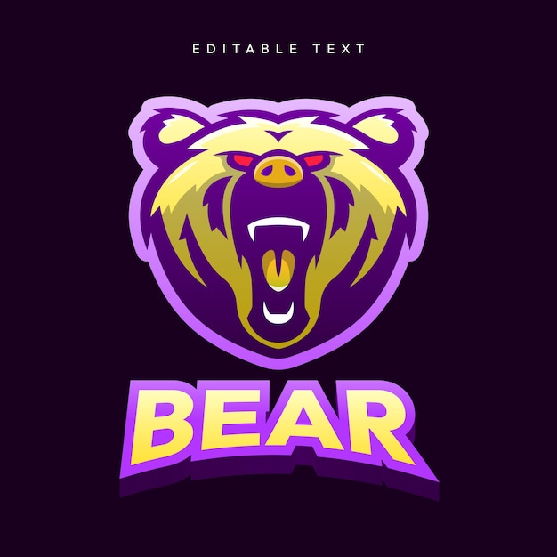 Медведь редактируемый шаблон логотипа талисмана киберспорта