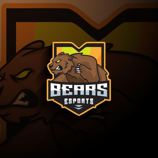 Logo della mascotte di orso esport