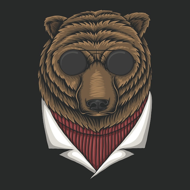 Bear eyeglasses illustration