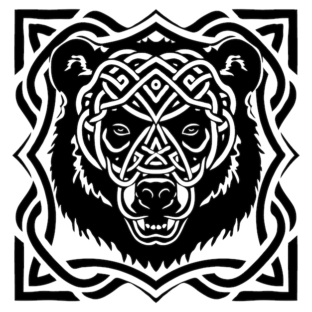 Vector bear face in celtic knot style