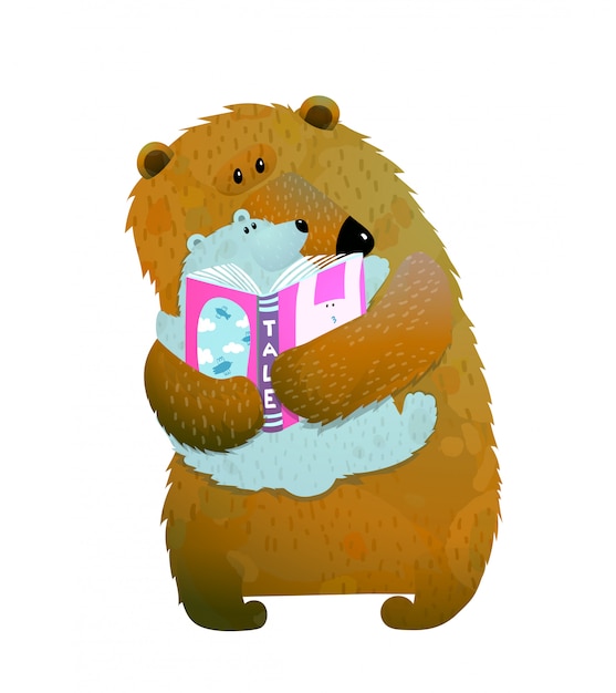 Bear family reading