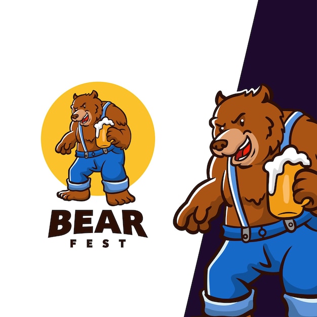 Logo della mascotte del personaggio di bear fest