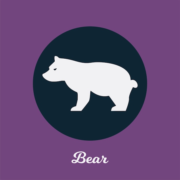 Disegno dell'icona piatto dell'orso, elemento simbolo del logo