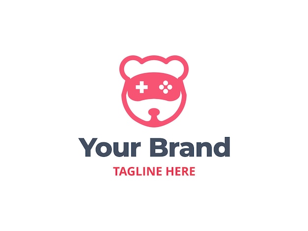 Bear game logo design template animal concept controller