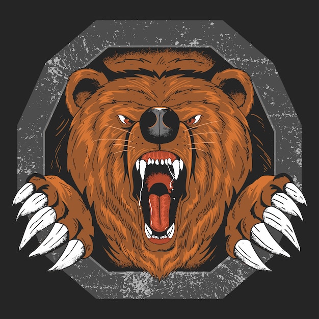 Vector bear grizzly angry head vector artwork