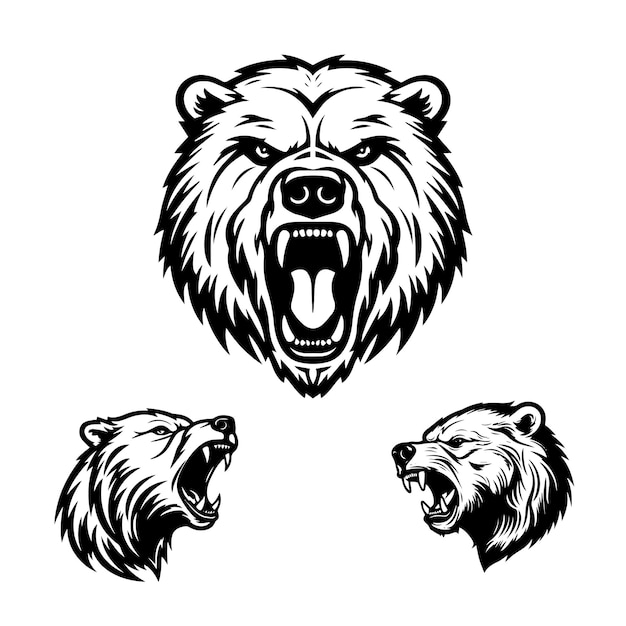 Vector bear hand drawn logo design illustration