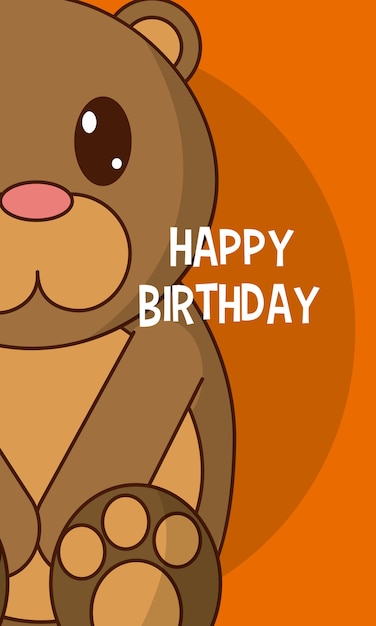 Bear happy birthday cute card 