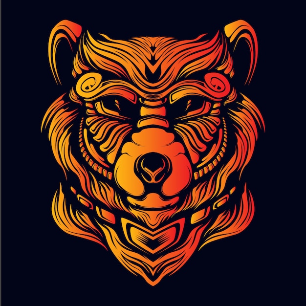 bear head artwork illustration