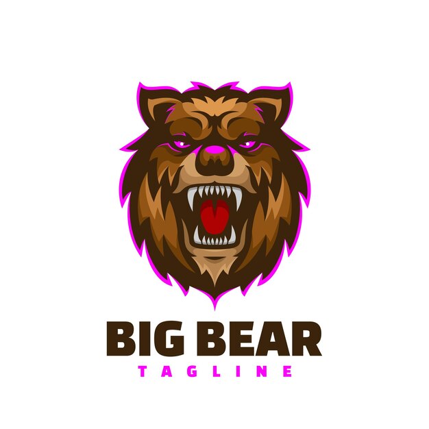 Bear head character mascot logo