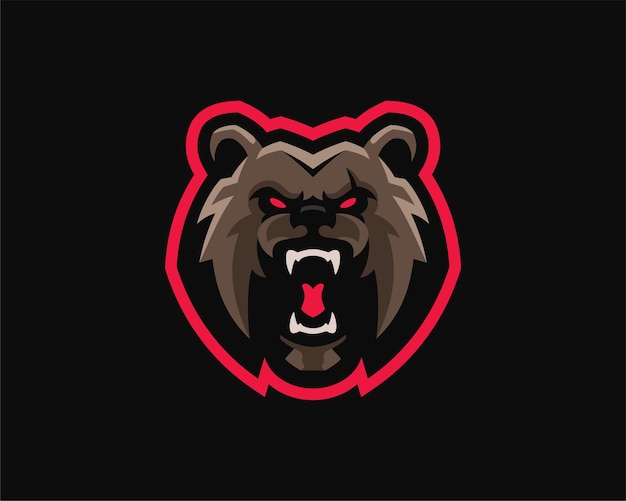 Logo della mascotte degli esport della testa dell'orso