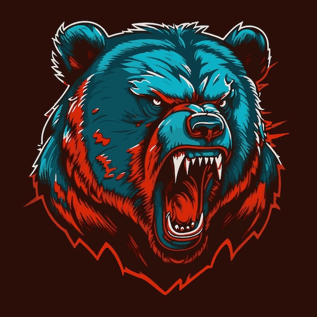 Vector bear head furious vector colors art illustration