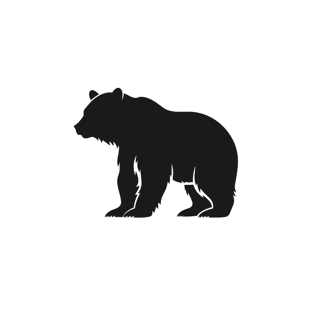 Вектор Голова медведя рисованной черно-белый логотип простой дизайн