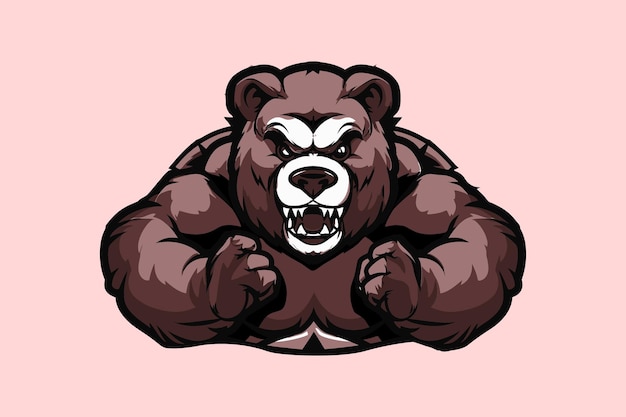 bear head illustration Mascot Logo Vector Sublimation Design