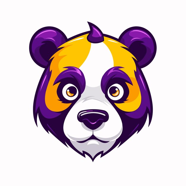 Vector bear head illustrations mascot cartoon design purple and yellow logo